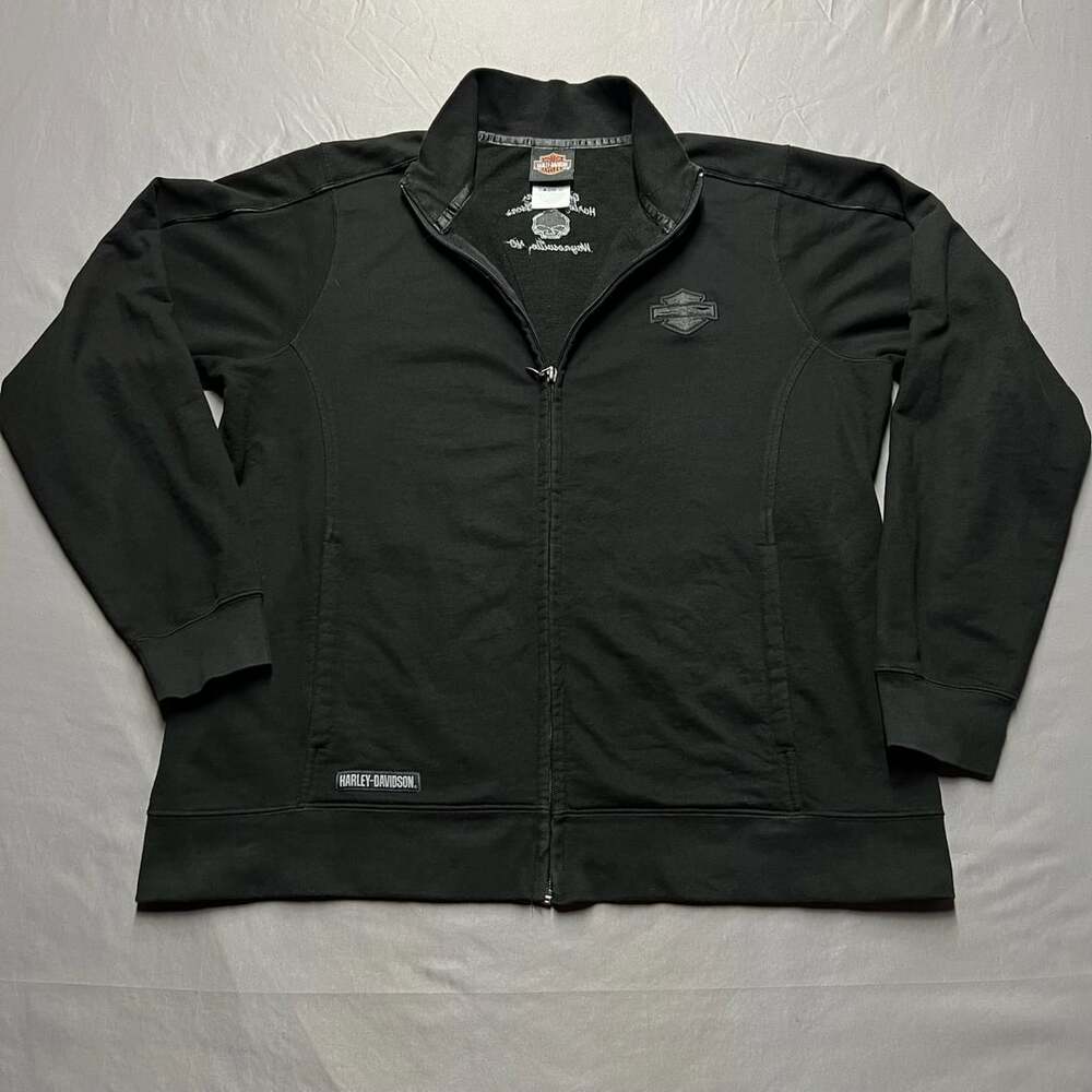 Harley-Davidson Full Zip Mock Neck Sweatshirt Jacket Black